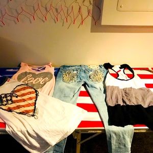 Miss Me Crop Jeans And Small Shirts